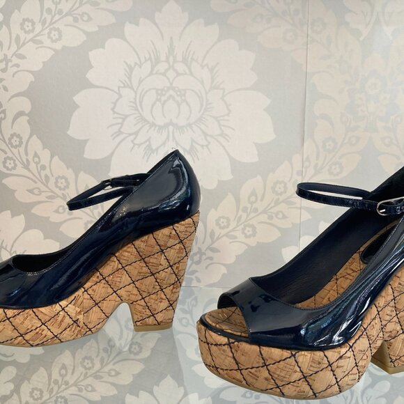 Chanel Patent Leather Cork Wedge  - Size 36 - Picture 2 of 6